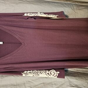 Purple Top with White Lace Sleeves